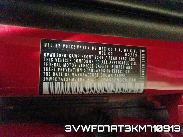 3VWFD7AT3KM710913 фото 2