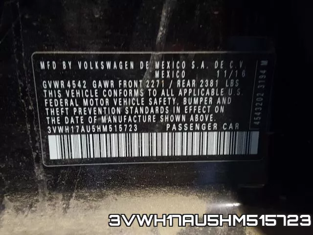 3VWH17AU5HM515723 фото 2