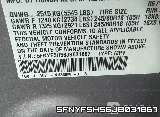 5FNYF5H56JB031867 фото 10