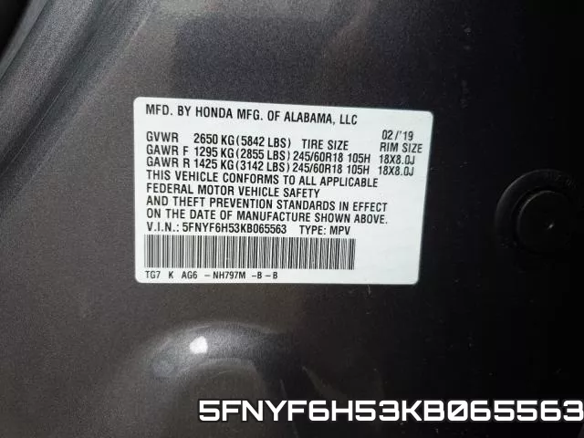 5FNYF6H53KB065563 фото 2