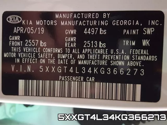 5XXGT4L34KG366273 фото 2