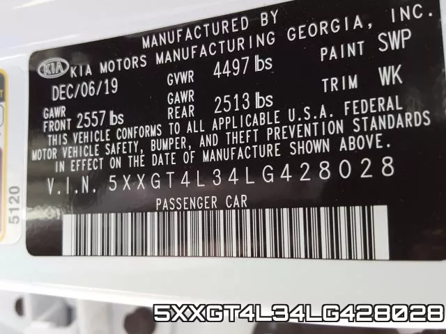 5XXGT4L34LG428028 фото 2