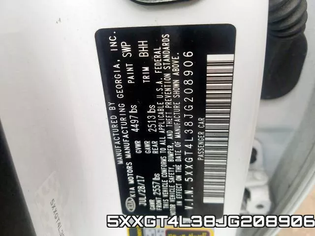 5XXGT4L38JG208906 фото 2