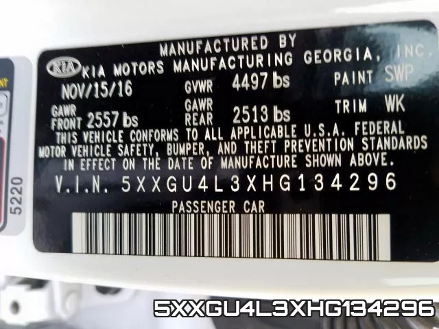 5XXGU4L3XHG134296 фото 2