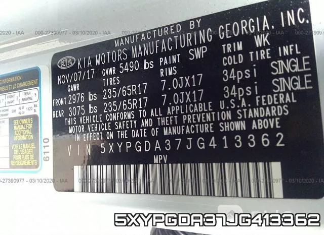 5XYPGDA37JG413362 фото 10