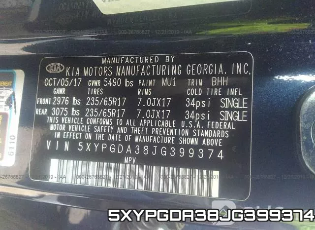 5XYPGDA38JG399374 фото 10