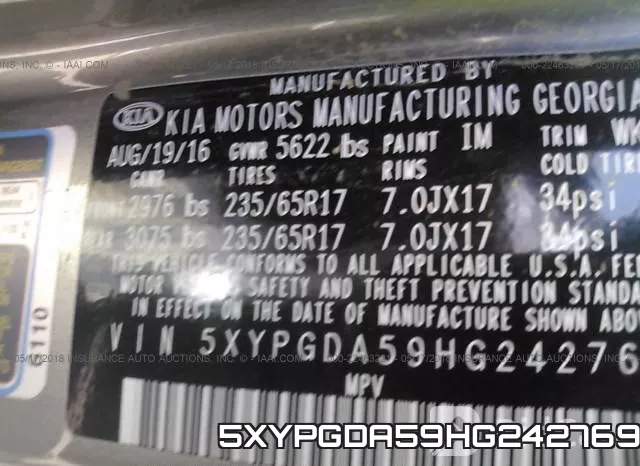 5XYPGDA59HG242769 фото 10