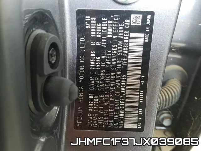 JHMFC1F37JX039085 фото 2