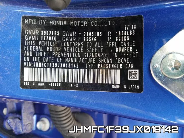 JHMFC1F39JX018142 фото 2