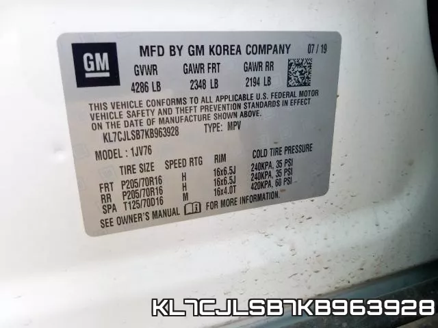 KL7CJLSB7KB963928 фото 2