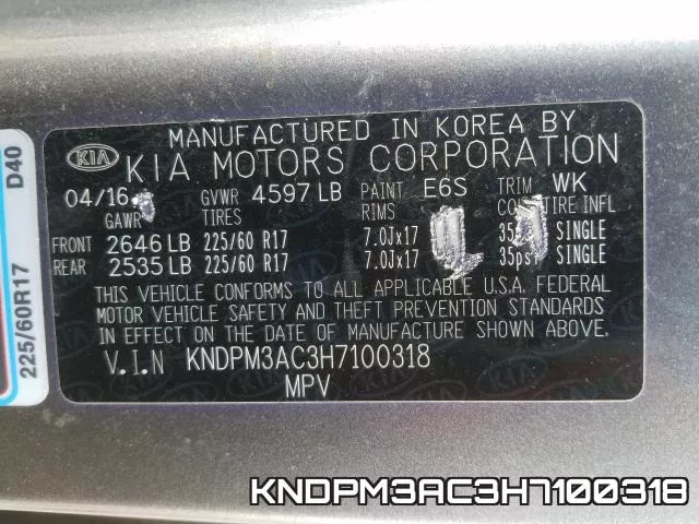 KNDPM3AC3H7100318 фото 2
