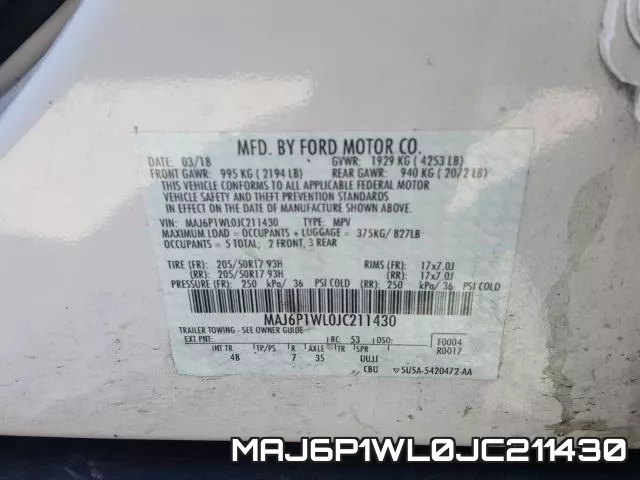 MAJ6P1WL0JC211430 фото 2
