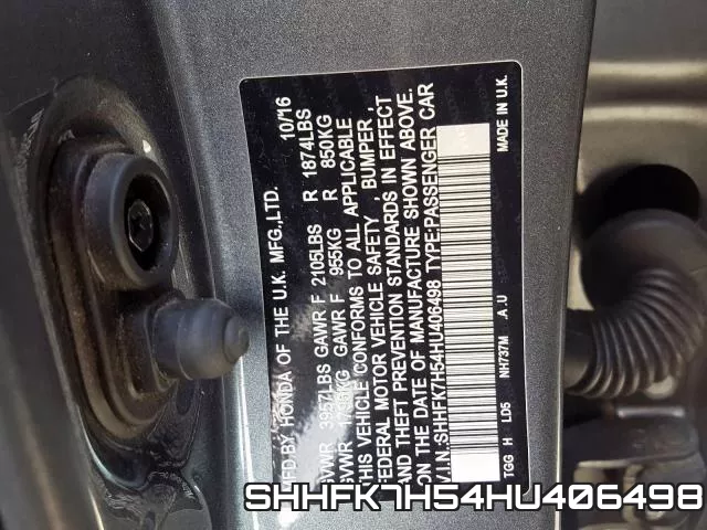 SHHFK7H54HU406498 фото 2