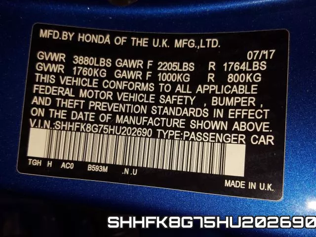 SHHFK8G75HU202690 фото 2