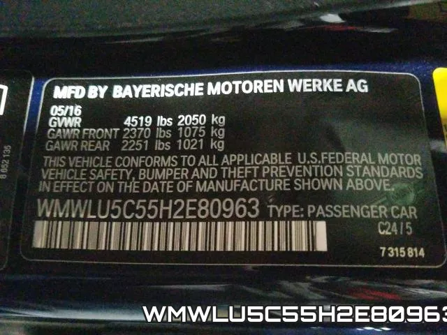 WMWLU5C55H2E80963 фото 2