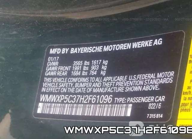 WMWXP5C37H2F61096 фото 10