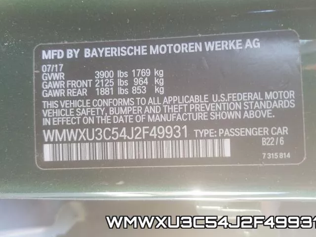 WMWXU3C54J2F49931 фото 2