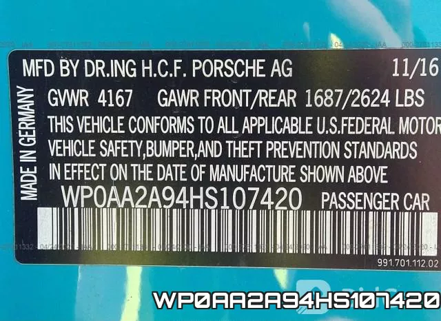 WP0AA2A94HS107420 фото 10