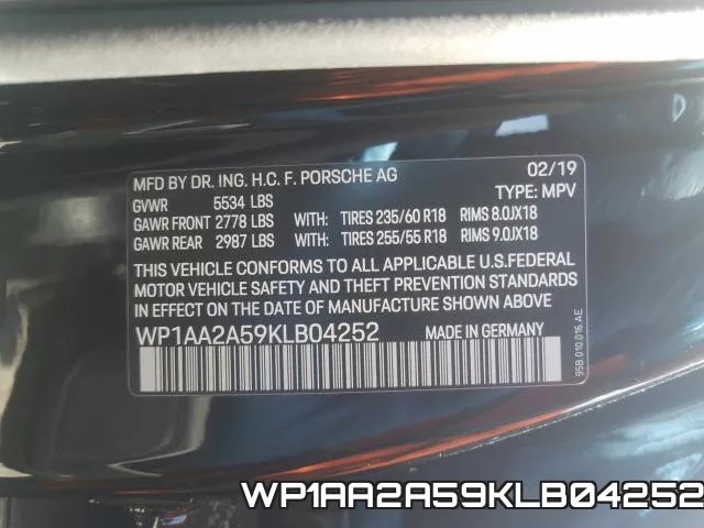 WP1AA2A59KLB04252 фото 2