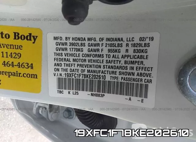 19XFC1F78KE202610 фото 10