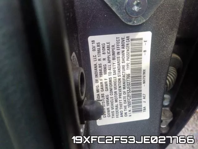 19XFC2F53JE027766 фото 2