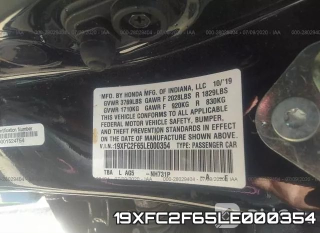 19XFC2F65LE000354 фото 10