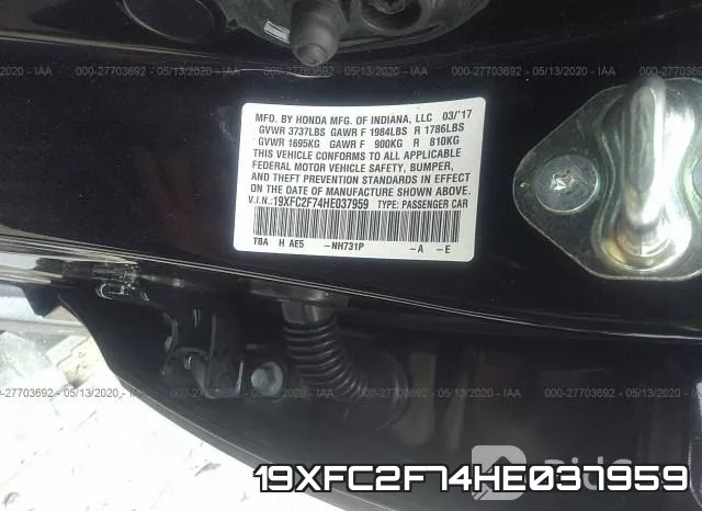 19XFC2F74HE037959 фото 10