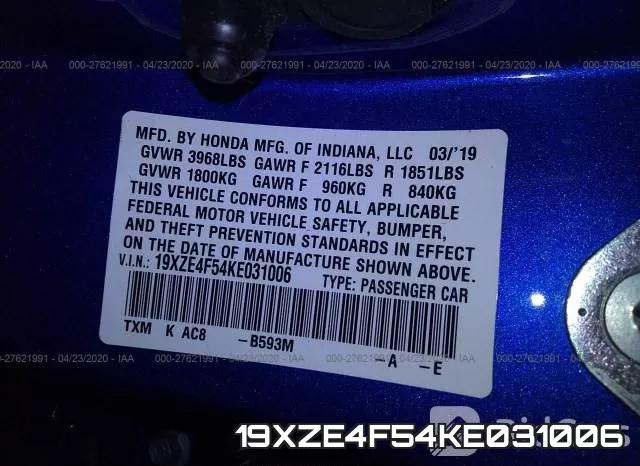 19XZE4F54KE031006 фото 10