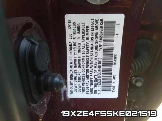 19XZE4F55KE021519 фото 2
