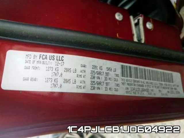 1C4PJLCB1JD604922 фото 2