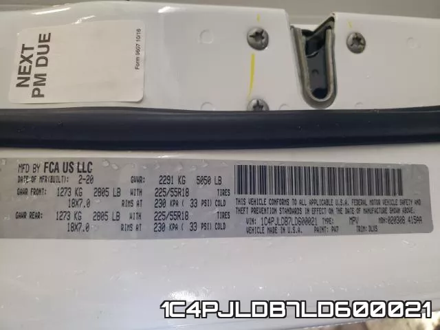 1C4PJLDB7LD600021 фото 2