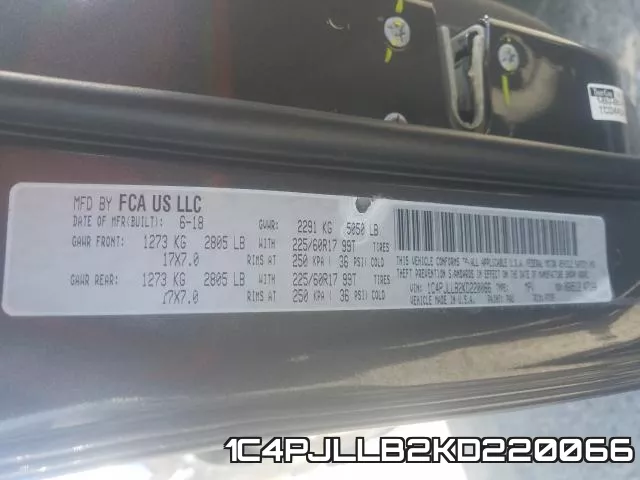 1C4PJLLB2KD220066 фото 2