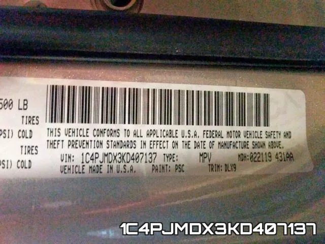1C4PJMDX3KD407137 фото 2