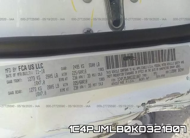 1C4PJMLB0KD321807 фото 10