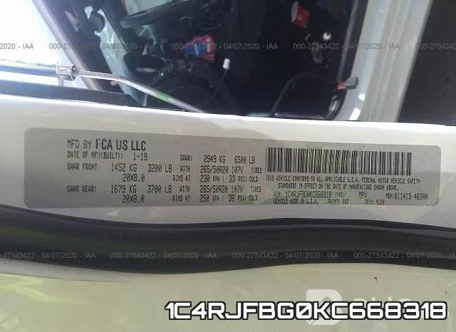 1C4RJFBG0KC668318 фото 10