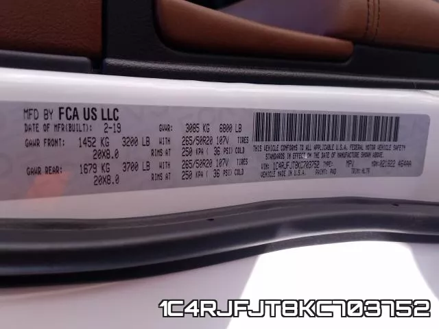 1C4RJFJT8KC703752 фото 2