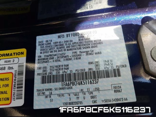 1FA6P8CF6K5116237 фото 2