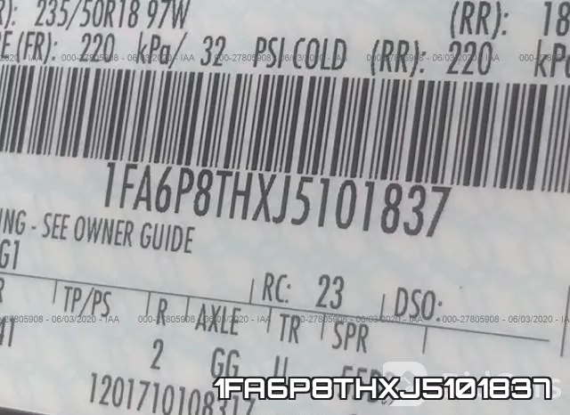 1FA6P8THXJ5101837 фото 10