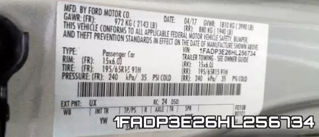 1FADP3E26HL256734 фото 2