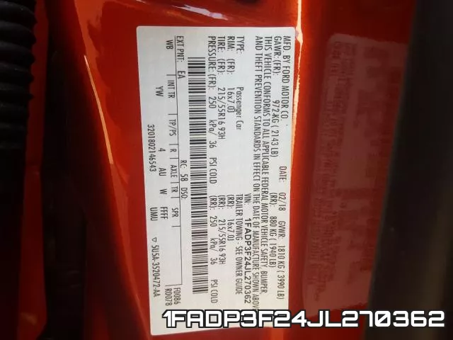1FADP3F24JL270362 фото 2