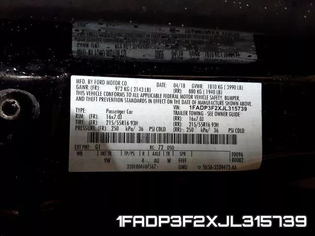 1FADP3F2XJL315739 фото 2