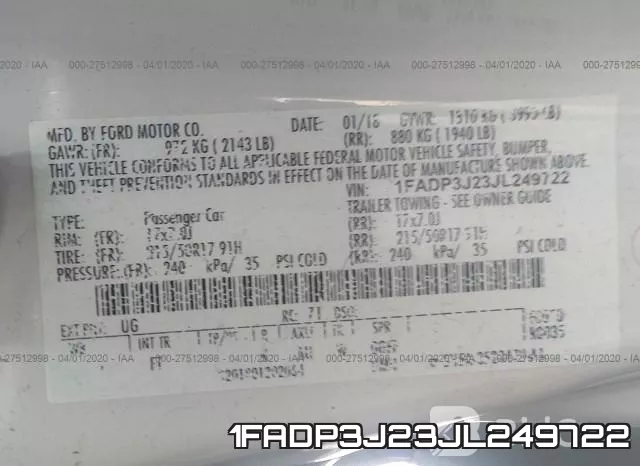 1FADP3J23JL249722 фото 10
