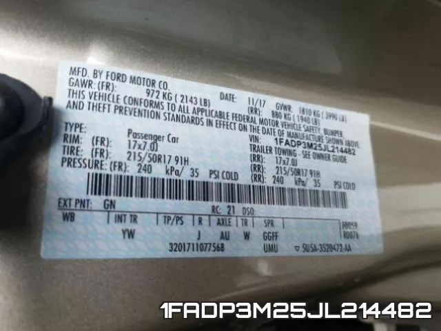 1FADP3M25JL214482 фото 2