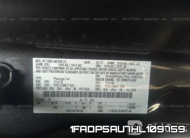 1FADP5AU7HL109759 фото 10