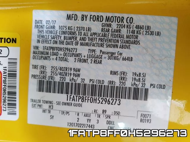 1FATP8FF0H5296273 фото 2