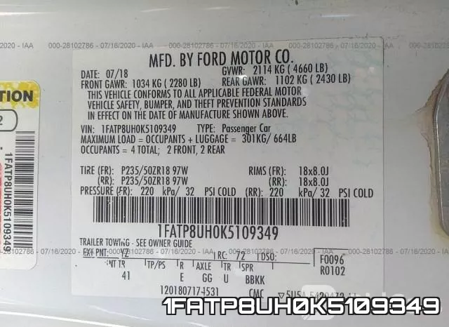 1FATP8UH0K5109349 фото 10