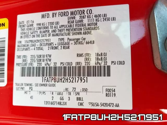 1FATP8UH2H5217951 фото 2