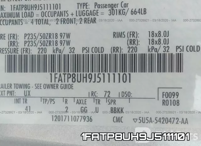 1FATP8UH9J5111101 фото 10