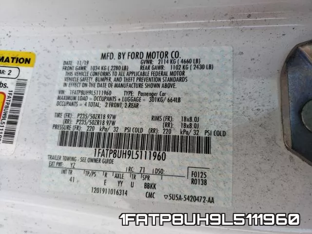1FATP8UH9L5111960 фото 2
