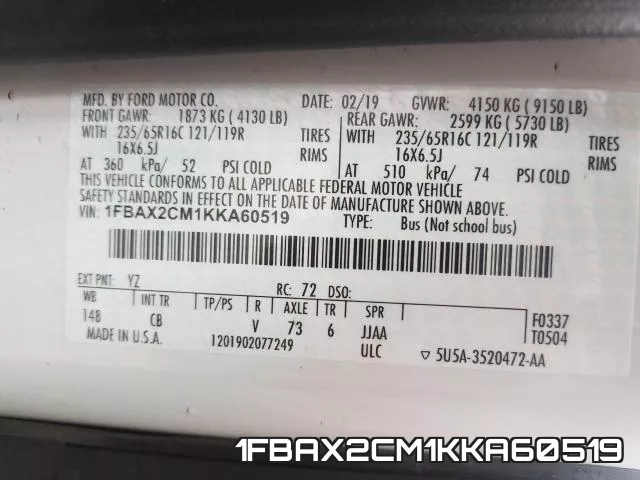 1FBAX2CM1KKA60519 фото 2